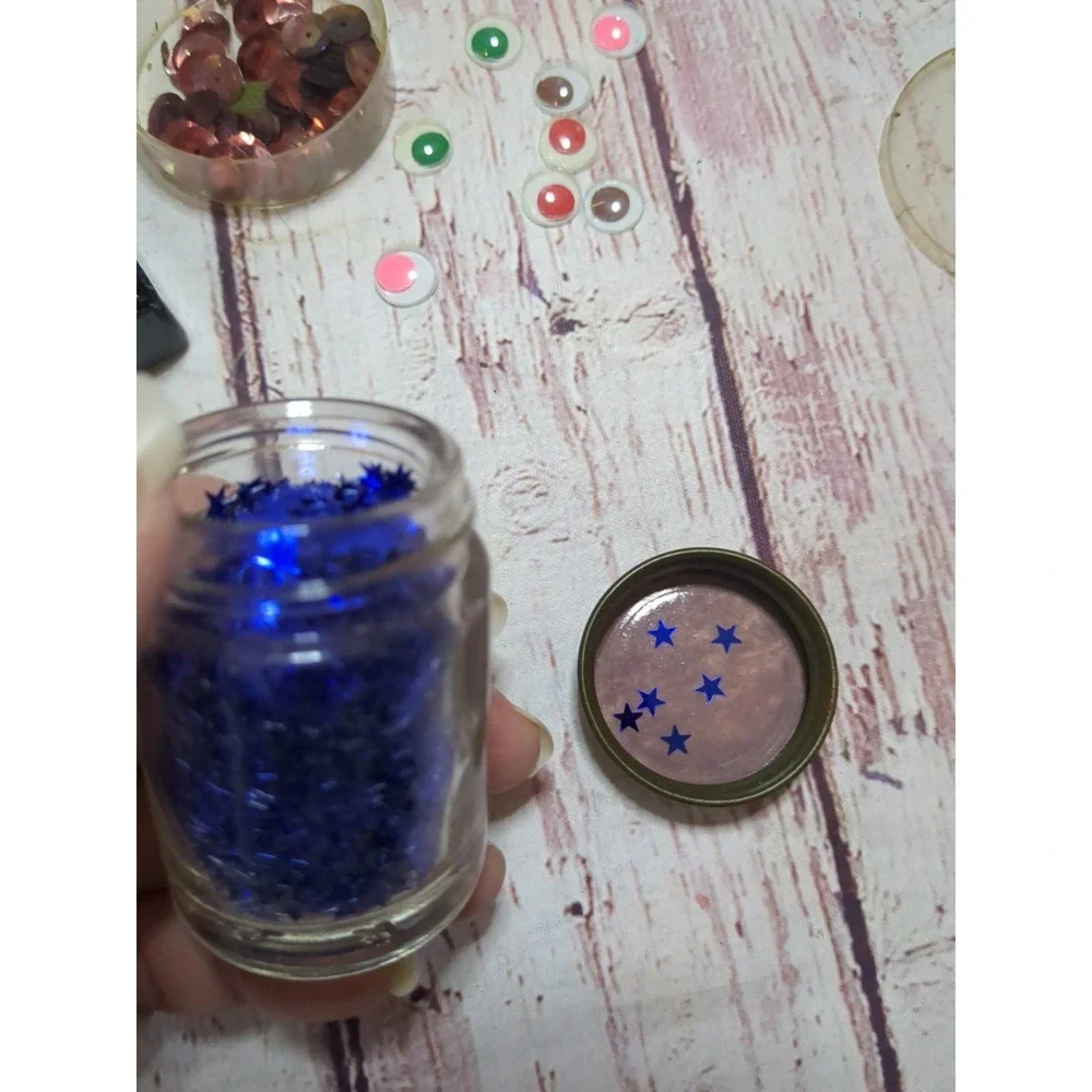 Vintage Lot Sequins,Trim, Star Glitter, Even‎ Googly Eyes Multiple Colors